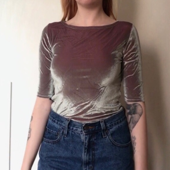 Y2K Colour-Shift Velour Top - Picture 3 of 4